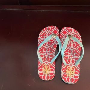 Only used once beautiful blue flip flops